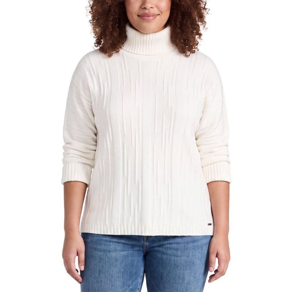Picadilly Womens 3/4-Sleeve Textured Sweater, White